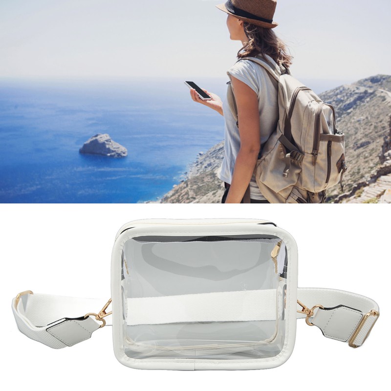 Clear Shoulder Bag PVC Zippered Waterproof Stadium Approved Purse for