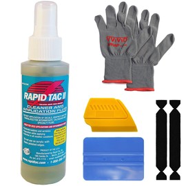 Rapid Tac II 4 oz Vinyl Application Fluid for Bubble-Free Graphics Installation, Ideal for Time-Sensitive Projects and Challenging Environments w/Blue Squeegee, 2 Felts, Gloves and Yellow Detailer