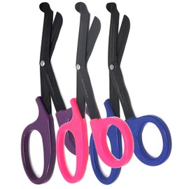 3pc Trauma Paramedic EMT Shears Scissors 7.25"- Made of Premium Quality Stainless Steel - Ideal Gift for EMT, Nurses doctors Firefighter and more - Fluoride Black Coated Blades with Deep Serrations
