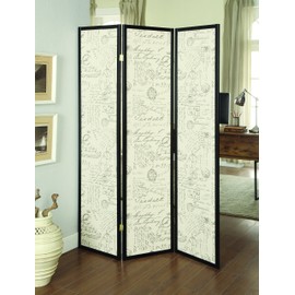 Coaster Home Furnishings 3-Panel Screen French Script and Black