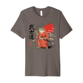 Samurai Frog with Katana and Pipe Japanese Premium T-Shirt