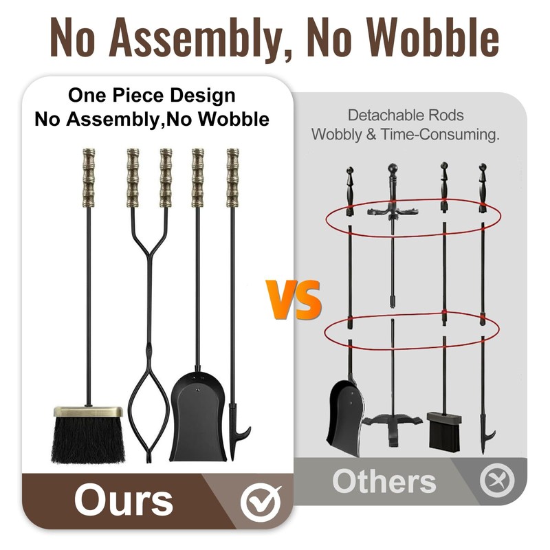 AMAGABELI GARDEN & HOME Fireplace Tools Set 5 Pcs Wrought