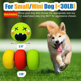 HOLYSTEED Squeaky Dog Toy for Small Dogs, Rubber Latex Puppy Toys Small Dog Toys, Soft Smile Face Squeaky Dog Balls Flat for Mini, Small Breeds