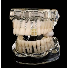 Big Dawgs Bling Open Face Heart Grillz Grill 14K Gold Plated Iced CZ Single Tooth Teeth Cap USA