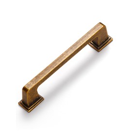 SORWDUERM 5 Pack Antique Brass Cabinet Pulls Square 3.78"(96mm) Hole Center Retro Vintage Cabinet Handles Drawer Pulls Cupboard Kitchen Hardware