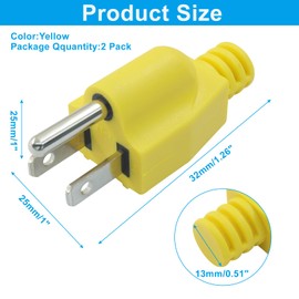 Biaungdo 2 Pack Neutral Ground Bonding Plug for Portable Inverter Generator, Surge Protector Ground Plug with Floating Neutral on RV Generator for Open Ground Error(Yellow)