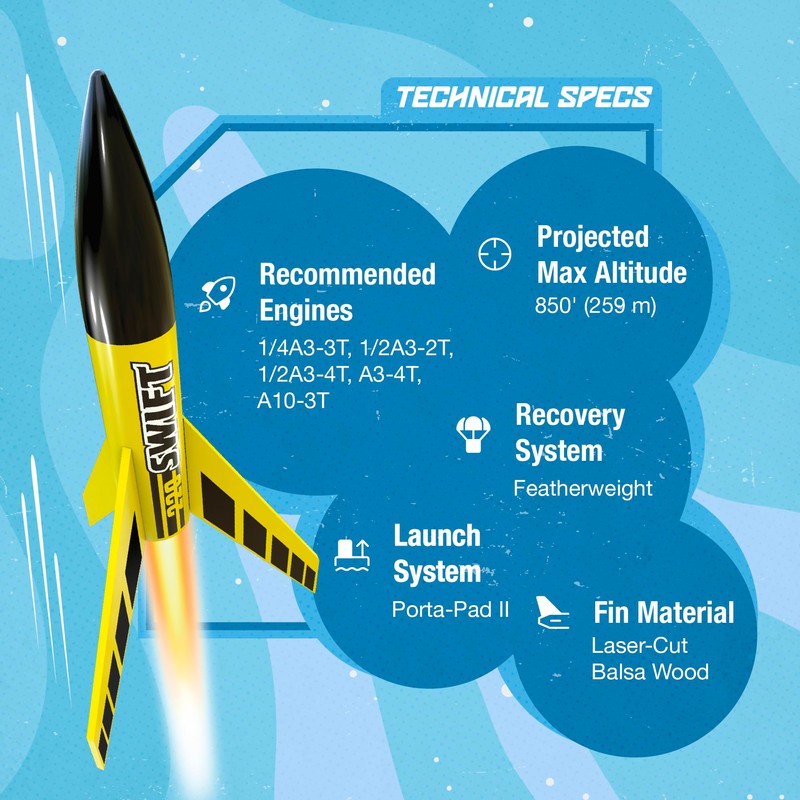 Estes 810 220 Swift Rocket-Building Kit, Intermediate Mini Flying-Rocket-Model Kit