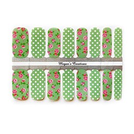 Floral Green Dot Flower Nail Polish Wraps - Nail Polish Strips