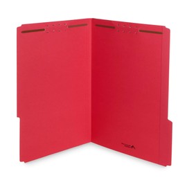 Blue Summit Supplies Red Legal File Folders with Fasteners, Legal Size, 1/3 Cut Reinforced Tabs, Durable 2 Prongs, Designed to Organize Standard Medical or Law Files, 50 Pack