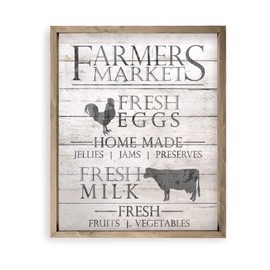Farmers Market Fresh Eggs Farmhouse Style Wood Wall Decor Sign With Frame 12x15