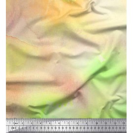 Soimoi Green Cotton Cambric Fabric Ombre Tie-Dye Print Fabric by The Yard 56 Inch Wide