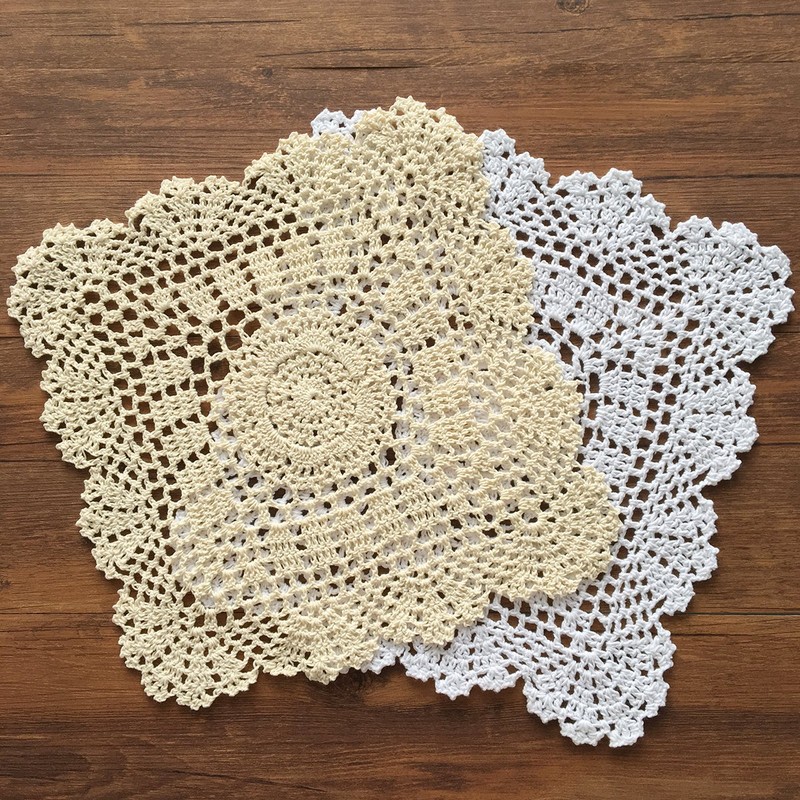 7-11 Inch Square HANDMADE Crochet Lace Placemats Coasters Pack Set