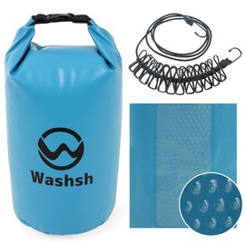 Washsh Laundry Bag, Laundry Bag, Travel, Travel, Convenient Goods for Travel, Laundry (Includes Washing Strings) (Light Blue)