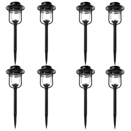 Home Zone Security Pathway & Garden Solar Glass Lights Stainless Steel 8 Set