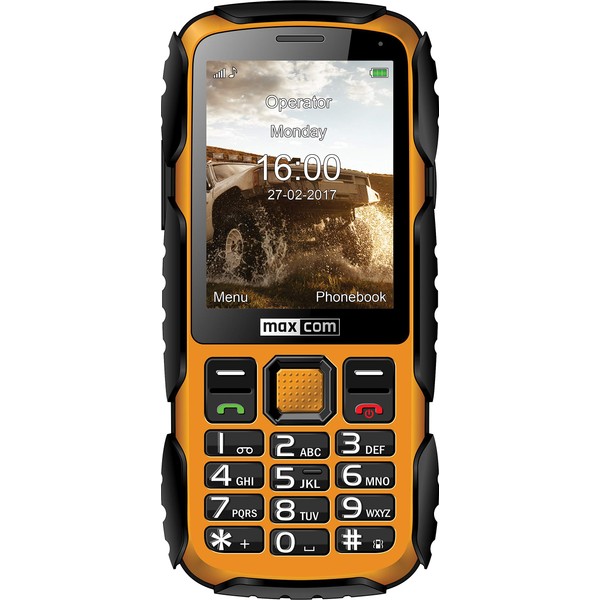 MaxCom Mobiltelefon Seniorenhandy IP67 Bluetooth 2, 8 Zoll Display 2MP Kamera FM Radio und Taschenlampe Gold mm920 3G