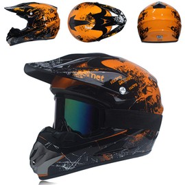 TRIPERSON Dirt Bike Off-Road Motocross ATV Motorcycle Helmet for Men Women,Professional Competition Helmet DOT Certified (Orange, Medium)