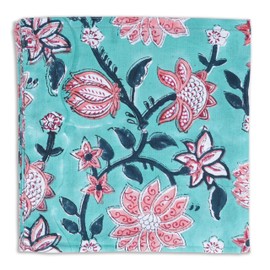 REYNOSOHOMEDECOR Cotton Cloth Napkins Set of 10 Hand Block Printed Size 16 x 16 Kitchen Dining Room Table (Dark Green)