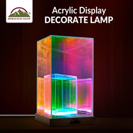 Himalayan Glow Acrylic Display Lamp with USB, LED Night Light for Bedroom, Living Room & Office, Soft Glow Acrylic Panel with Wooden Base, Aesthetic Décor