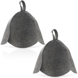 JaGely 2 Pcs Wool Sauna Hat Sauna Accessory Russian Banya Cap Vaporarium Hat Protection from Overheating for Spa Bath Steam Room (Gray)