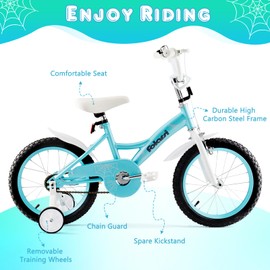 Folarsi Kids Bike 14 16 18 Inch Bicycle for 3-9 Years Boys Girls Bike，Children's Bicycle with Bell Training Wheels, Multiple Colors