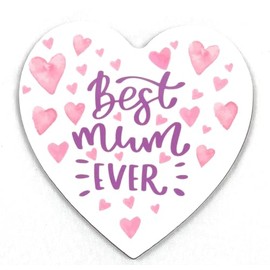 Best Mum Ever Heart-shaped Novelty Coaster - Feel Good Message - Unique Birthday Gift - Made in UK