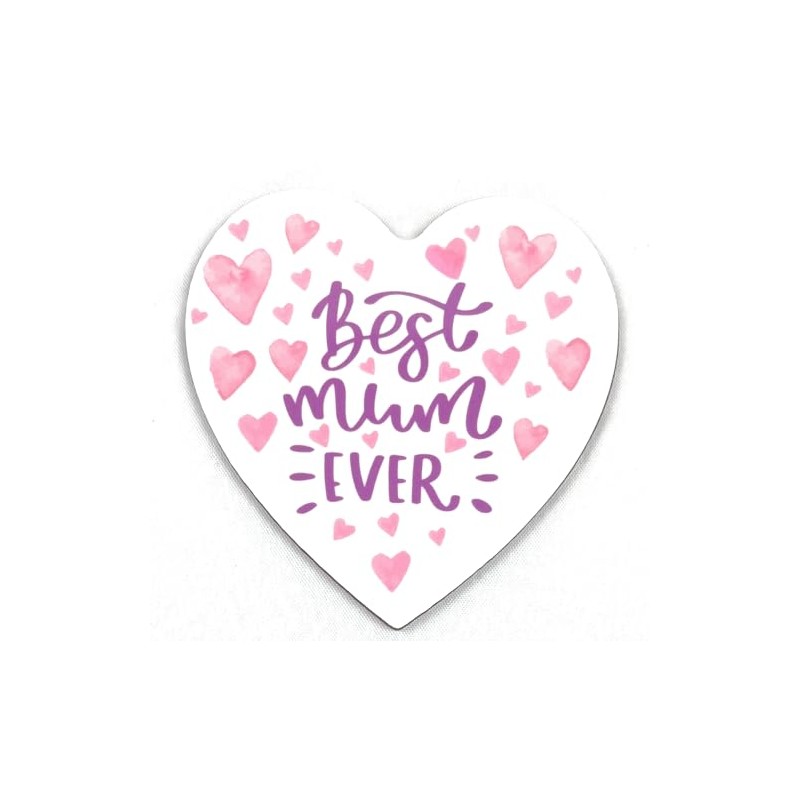 Best Mum Ever Heart-shaped Novelty Coaster - Feel Good Message