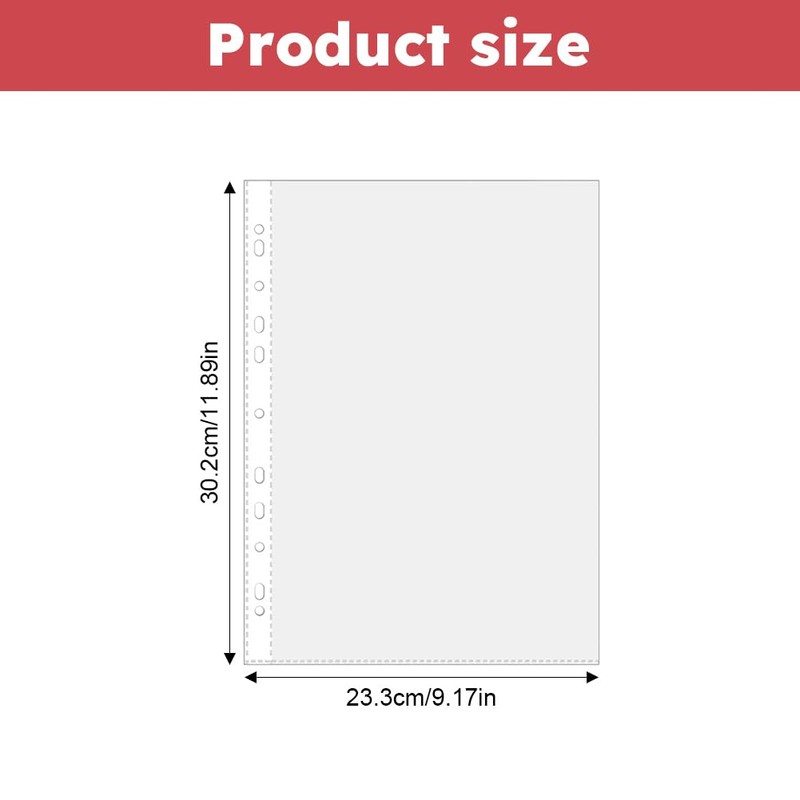 200 Pcs Poly Pockets A4 Folder,Clear Plastic Wallets A4 Punched