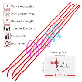 5 pcs Original Kabbalah Red String Bracelet - 100% Wool - Powerful Protection for You and Your Family Against the Evil Eye from Rachel’s Tomb in Israel