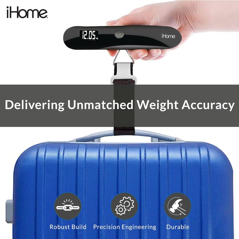 iHome Digital Luggage Scale - 110lbs Portable Suitcase Scale with