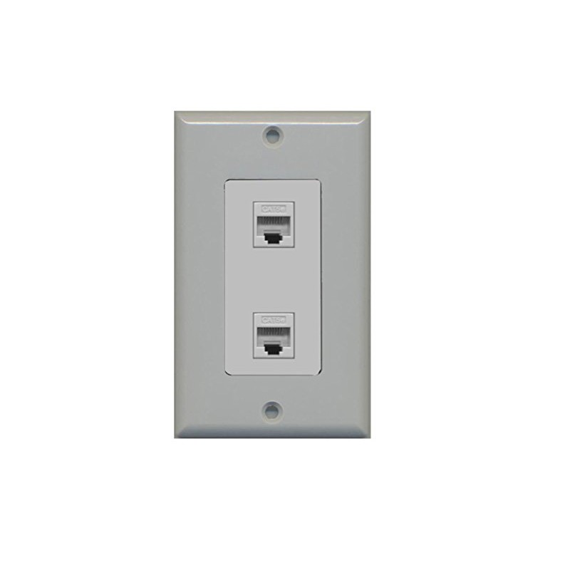 RiteAV Decorative 1 Gang 2 Port Cat5e Ethernet Wall Plate