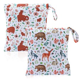 Yuanchu 2Pcs Wet Dry Bags, Waterproof Zippered Wet Bag Reusable Diaper Bags Sealed with Handle for Swimsuit Diapers Travel Beach Pool Bathing