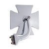 United Pacific-M1006 Chrome Iron Maltese Cross Style Mirror w/Curved Mounting