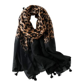 FAIRYGATE Womens Scarfs Clearance Leopard Print Scarf for Women Lady Animal Long Soft Warm Wrap Shawl Scarves Black (19230)