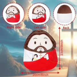 NIUBEHOHO Jesus Plush Pillow Christian Gifts - Jesus Stuffed Animal Perfect Religious with Stunning Embroidery Cross Detail Red 10 Inch
