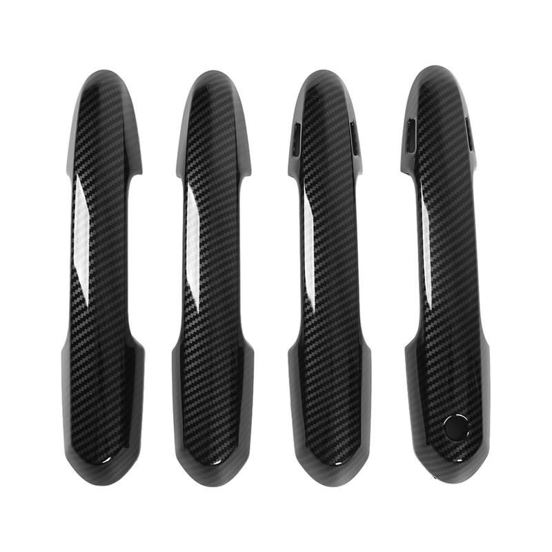 4pcs Gloss Black Carbon Fiber Style Exterior Door Handle Cover