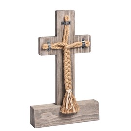 Wedding Cord of Three Strands Ceremony Cross; Barnwood & Rope Unity Candle Alternative