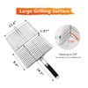 Fish Grilling Basket, Stainless Steel Grill Basket with Removable Handle,