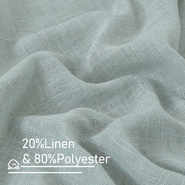LAMIT Semi Sheer Linen Curtains 54 Inch Length 2 Panels, Greyish Blue Light Filtering Panels Back Tab and Rod Pocket Neutral Drapes for Kitchen/Window/Dining Room, 52 x 54 Inch
