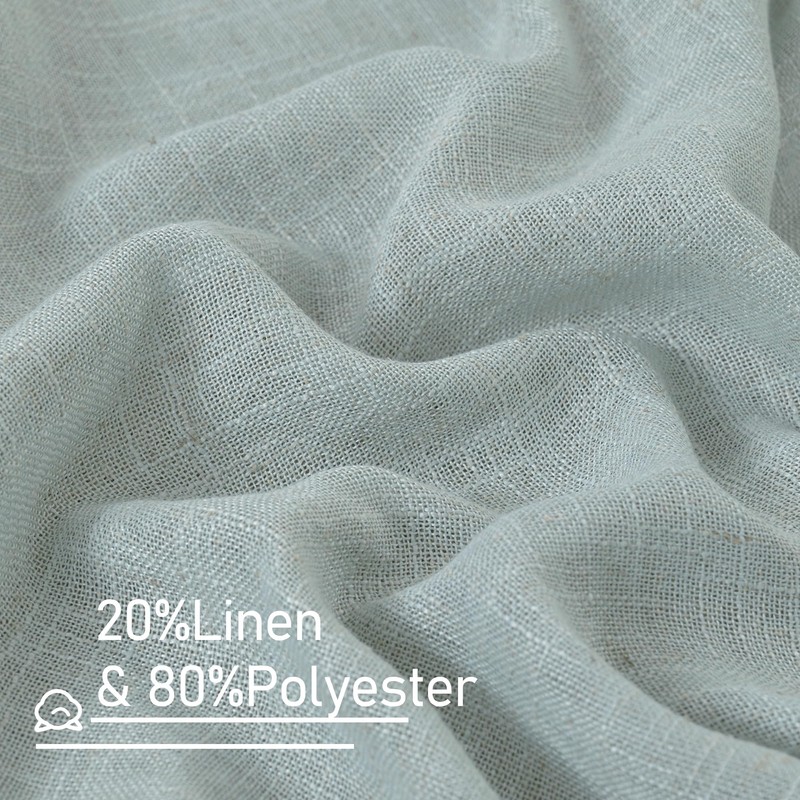 LAMIT Semi Sheer Linen Curtains 54 Inch Length 2 Panels,