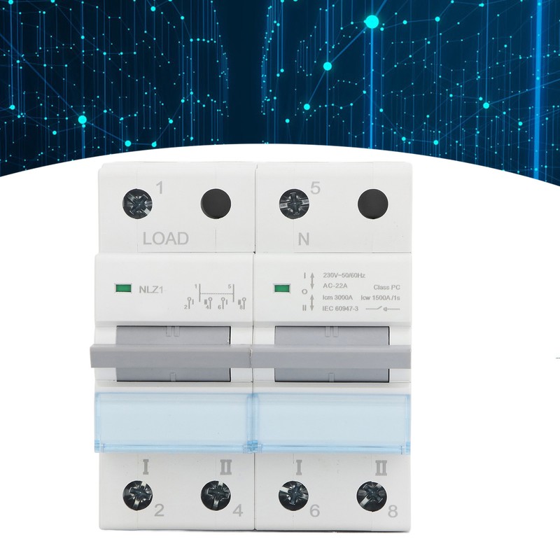 Dual Power Manual Transfer Switch 230VAC 2 Poles DIN Rail