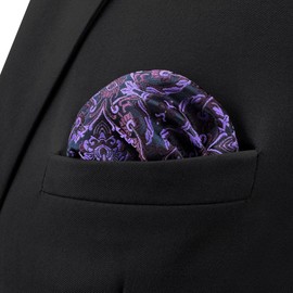 [S&W SHLAX&WING] Paisley Pocket Square Men's Suit XL Large for Wedding Prom Party, purple