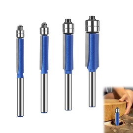 4PCS 1/4 Inch Shank Top Bearing Flush Trim Router Bit Sets for Woodworking Cutting and Trimming Flush Trim Router Bits for Woodworking Milling Cutter Tools Cutting Diameter 1/4" 5/16" 3/8" 1/2"