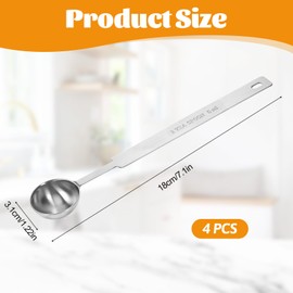 4 Pcs Teaspoons Measuring Spoon, 5 Gram Scoop, Stainless Steel Measuring Spoons, 1 Tsp (5 mL, 5 cc, 1/6 oz, 1/3 Tablespoon), Dishwasher Safe, Metal Measurings Spoons for Cooking & Baking