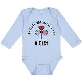 TATY Kids My First Valentine's Day Violet Long Sleeve Baby Infant One Piece Bodysuit 12 Months Light Blue