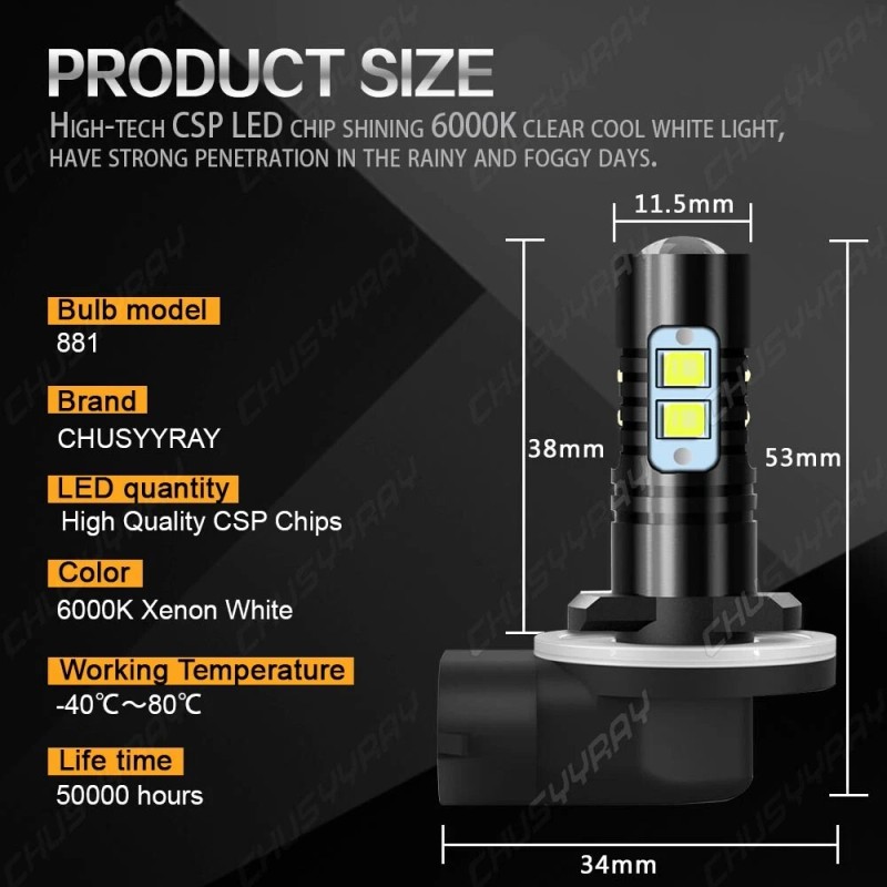 CHUSYYRAY For Club Car Replace 2x LED Headlight Kit Head