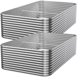 Mostmahes 2 PCS Tall 8ft Galvanized Raised Garden Bed Outdoor, Metal Garden Bed for Vegetables, Above Ground Garden Box for Flower, Steel Raised Beds for Gardening - 8x3ft