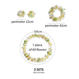 TYFGRT 2-Piece Hawaiian Garland, Colourful Flower Garland, Hawaiian Flower Leaf, Tropical Beach Outfit, Hula Outfit, Suitable for Cheerleading, Beach Party and Prom