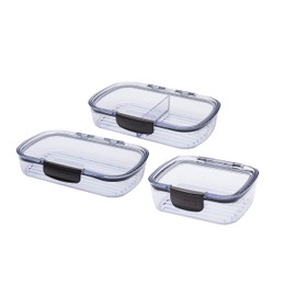 Progressive Prokeeper + Deli Storage Set: Air-Tight Silicone Sealed Containers w Grooved Bottom, Dry Erase Lid, BPA-Free, Stackable, Keeps Meats & Cheeses Fresh Longer, 3-Piece Set (1.65L, .69L, 1.6L)