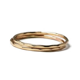 Salish Sea Inspirations 14K Gold Filled Hammer Textured Skinny 1.3mm Stacking Rings (2 Rings)
