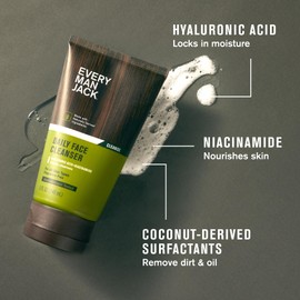 Every Man Jack Hydrating Face Wash for Men with Hyaluronic Acid & Niacinamide – Gently Removes Dirt and Oil, Revives Dry, Dull Skin – 5 fl oz (2 Pack)